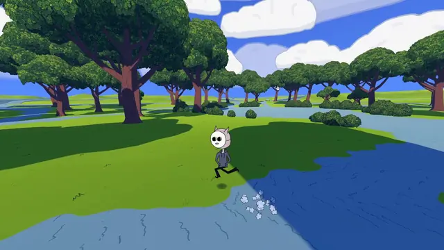 Running through a stream in a sunny park